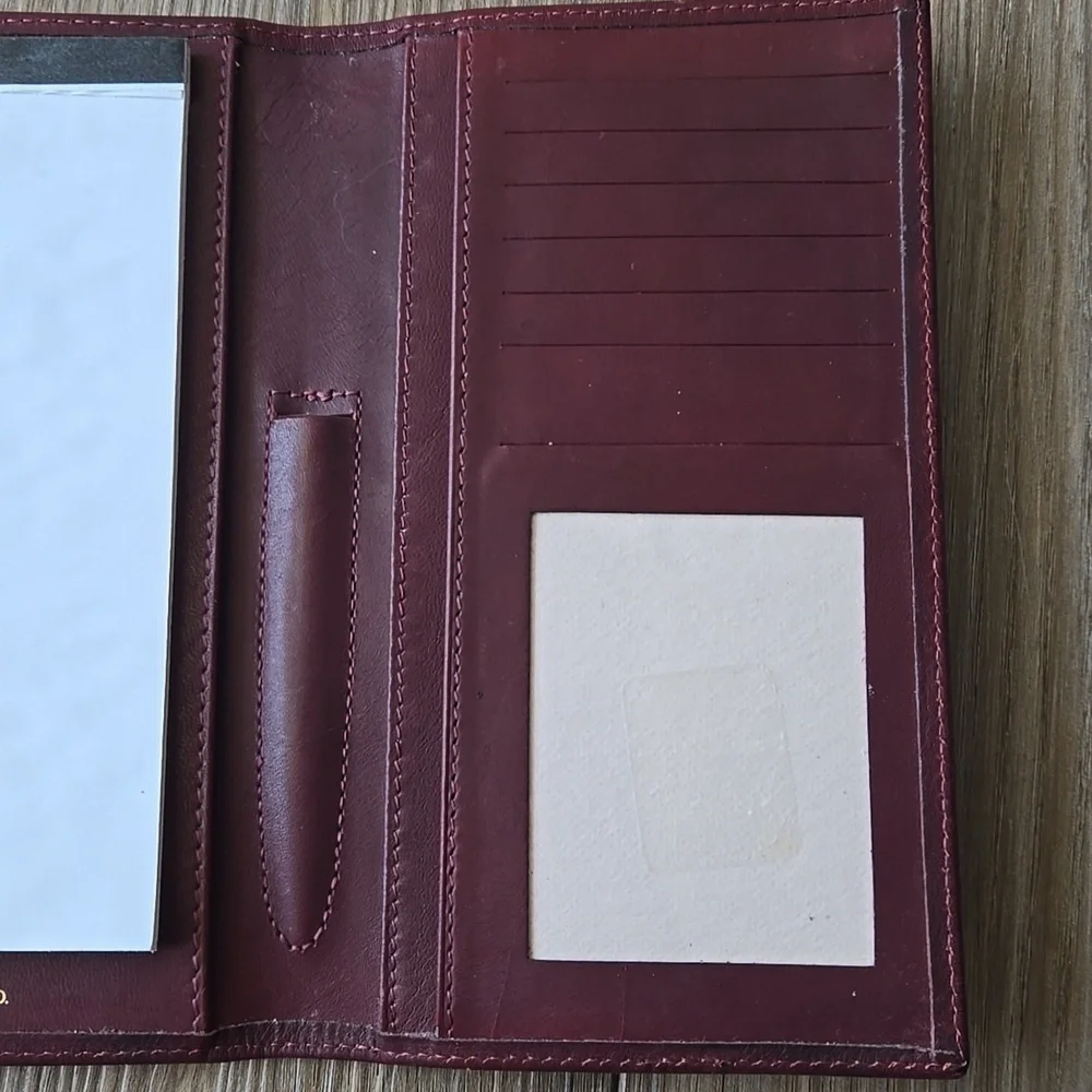 Vintage Tiffany & Co. Burgundy Long Wallet With Pen Holder And Notepad